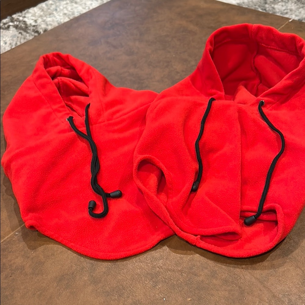 2 Red Fleece acrylic matching balaclava’s